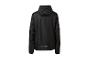 Schwarze Herren-Sportjacke mit Kapuze und reflektierendem Element, Rückansicht.