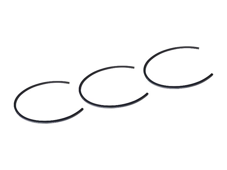 Drei schwarze halbkreisförmige Gummidichtungen auf weißem Hintergrund