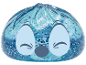 Blaue, glitzernde Knetmasse mit einem lustigen, besorgten Gesicht.