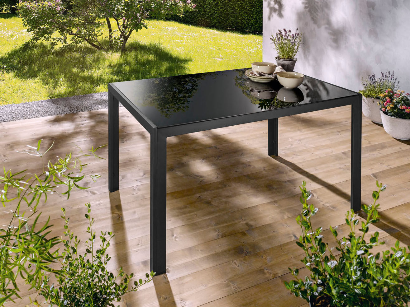 LIVARNO HOME Alu-Gartentisch »Houston«, mit Wendetischplatte, schwarz – Bild 4 von 4
