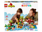 LEGO Duplo Spielset mit Tieren und Bäumen auf einer Weltkarte.