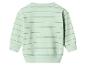 Mintgrünes gestreiftes Baby-Sweatshirt mit grauen Streifen, Rückansicht.