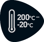 Temperaturbereich: 200°C bis -20°C.