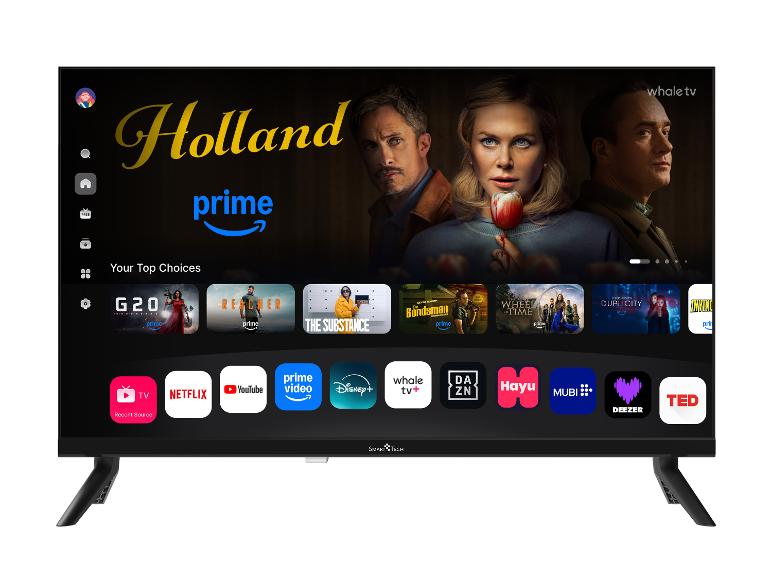 Smart-TV mit Startbildschirm, der Filme und Streaming-Apps anzeigt.