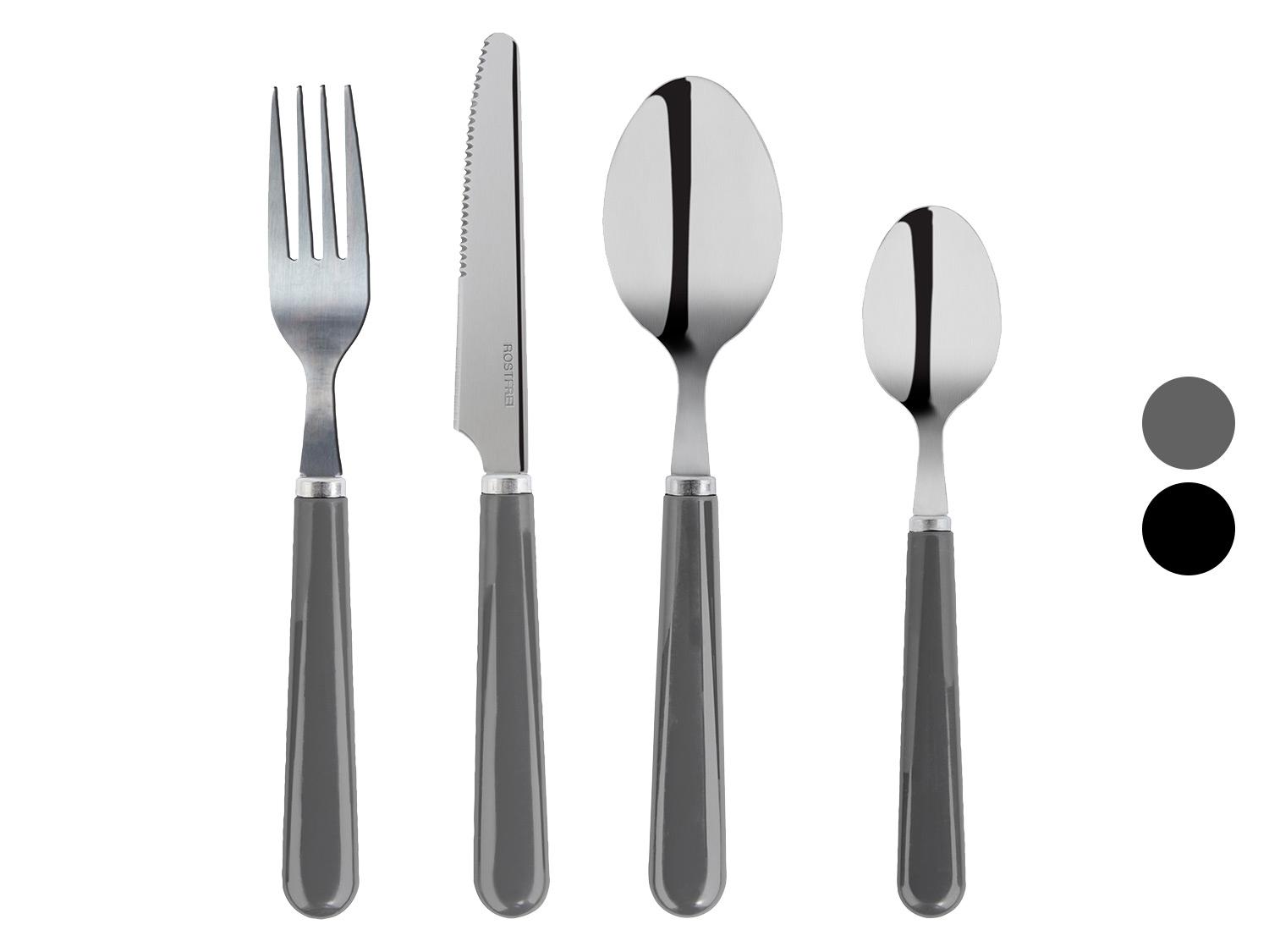 24tlg Besteckset Für 6 Personen 24-teiliges Besteckset Für 6 Personen -  Edelstahl, Mit Rundem Ständer, Schwarz/rot/weiß Edelstahl Besteck Set, image size:1500x1125