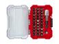 Schraubendreher-Bit-Set in roter Box mit transparentem Deckel