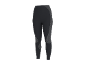 Schwarze Sportleggings mit grauen Streifendetails.