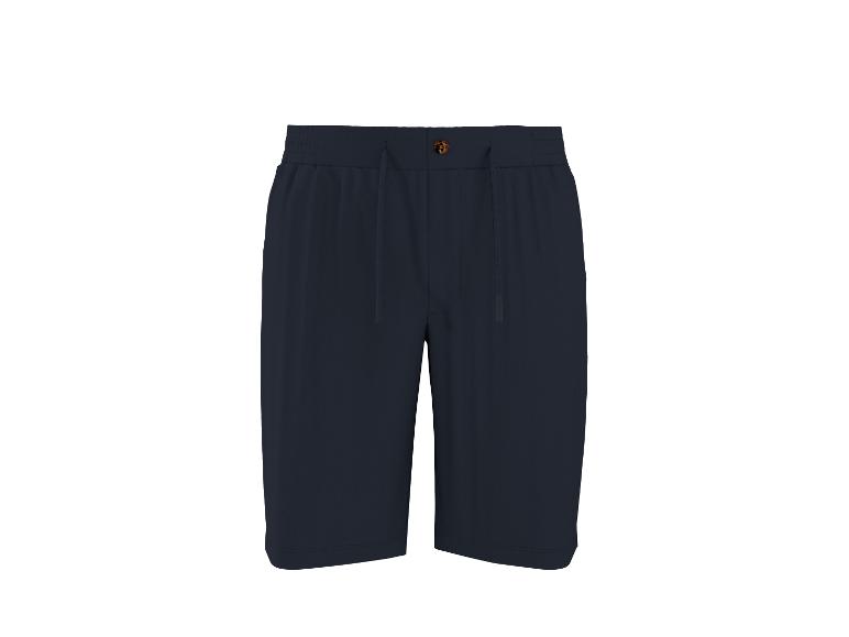Marineblaue Shorts mit Kordelzug und Knopf.