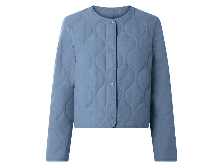 Blaue Steppjacke mit Rundhalsausschnitt und Knöpfen