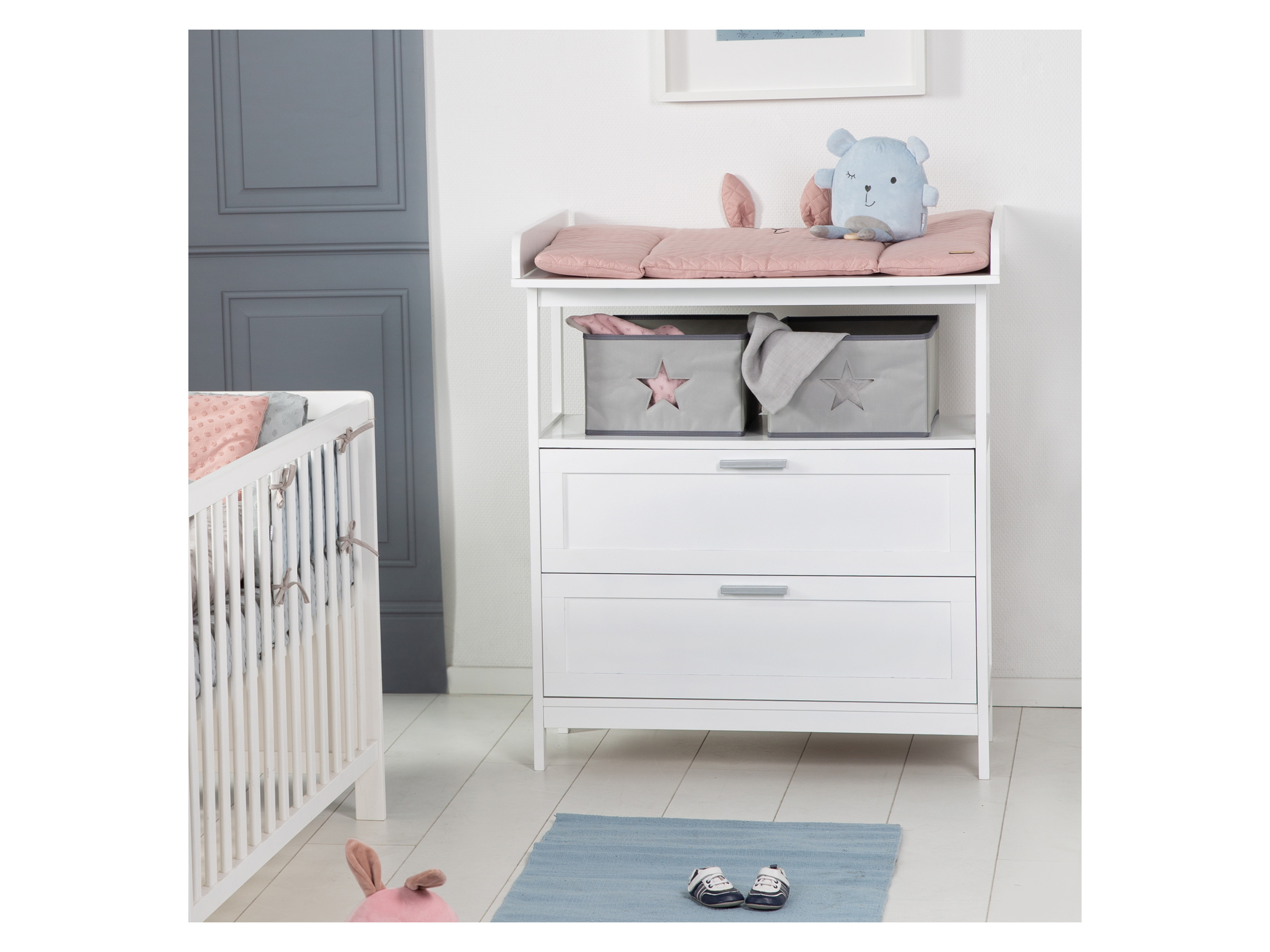 Thumbnail - roba Wickelkommode »Hamburg«, mit Wickelansatz (2 Schubladen, Weiß)