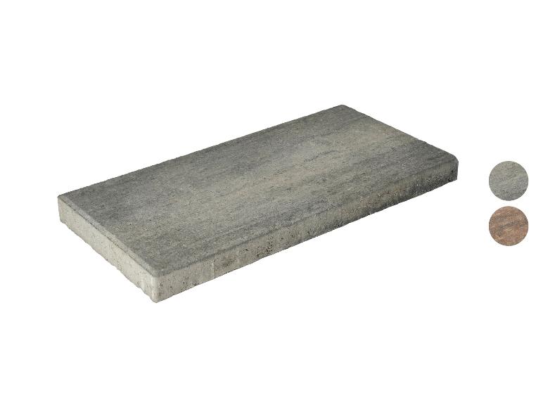 Graue rechteckige Terrassenplatte mit zwei Farbmustern