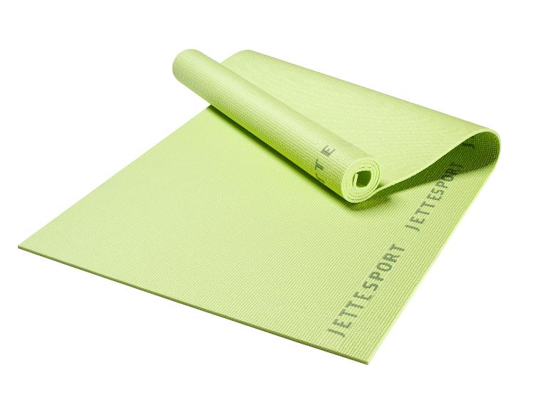 Grüne JetteSport Yogamatte, teilweise aufgerollt