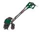 Grün-schwarze elektrische Gartenfräse mit Rädern und Griffen