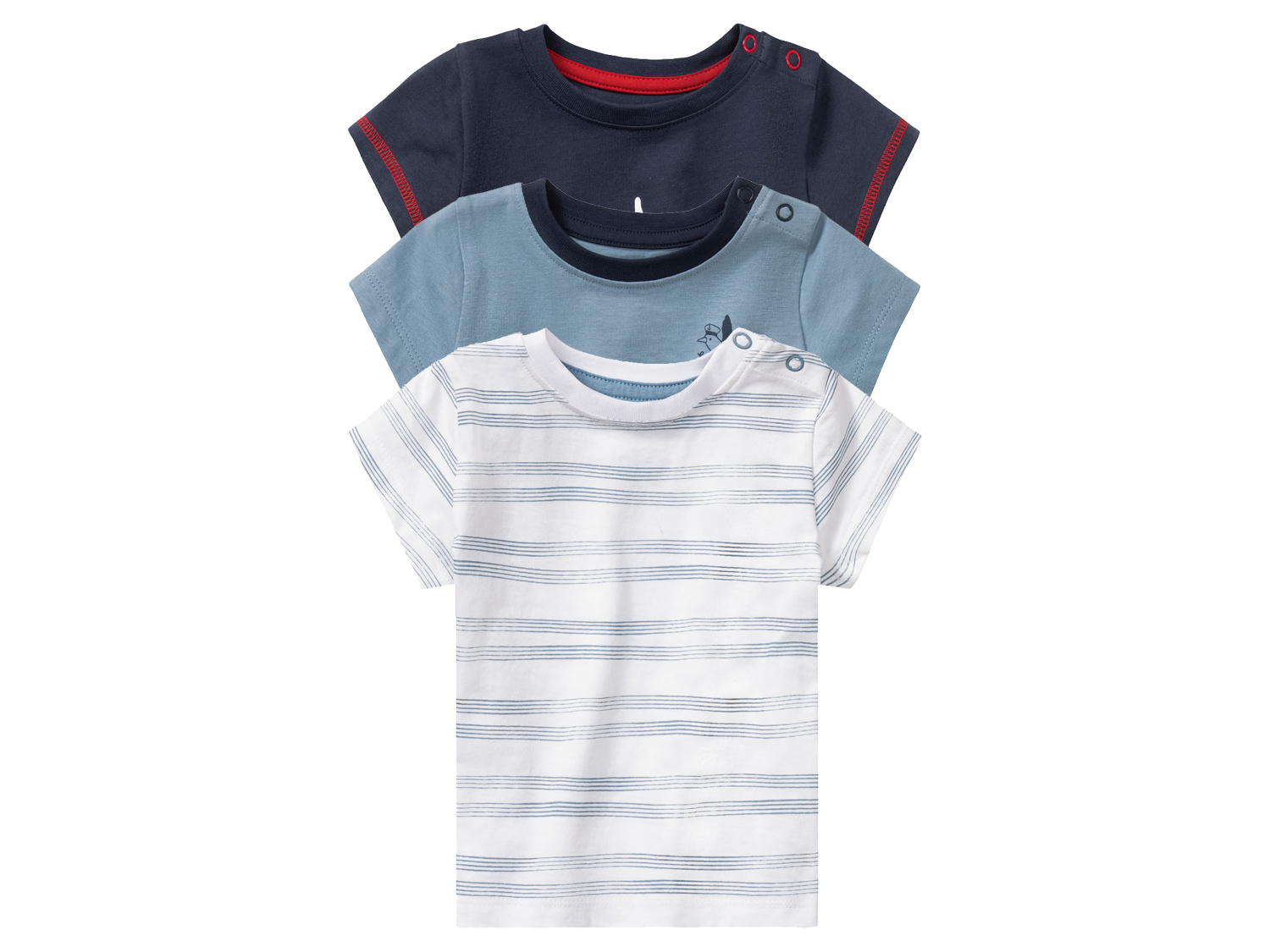 lupilu® Baby T-Shirt 3er (62/68, weiß/marine/blau) | 04055334607278