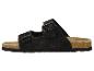 Schwarze Zweiriemen-Sandalen mit Schnallen und Korksohle