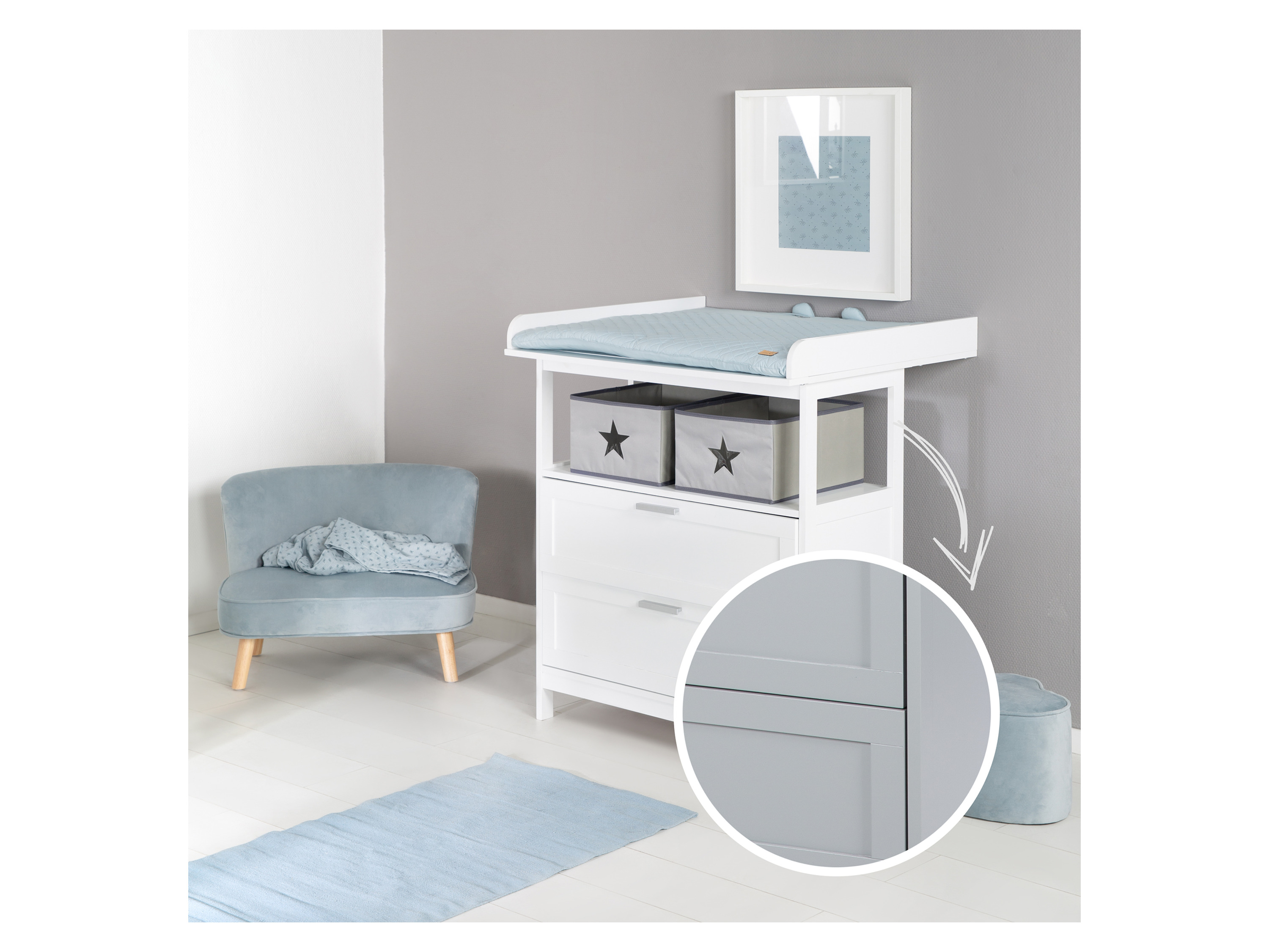 Thumbnail - roba Wickelkommode »Hamburg«, mit Wickelansatz (2 Schubladen, Weiß)