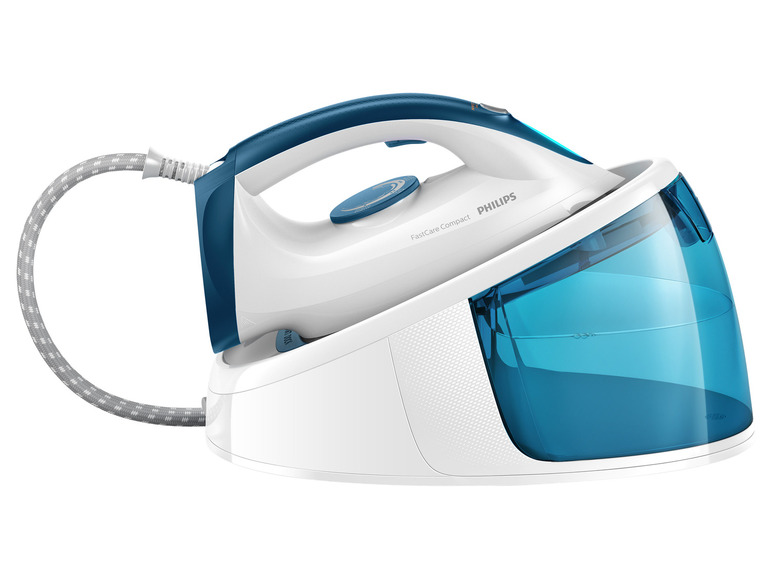 Ein Philips FastCare Compact Dampfbügeleisen mit Wassertank.