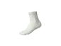 Weiße Socke mit verstärkter Spitze und Ferse.