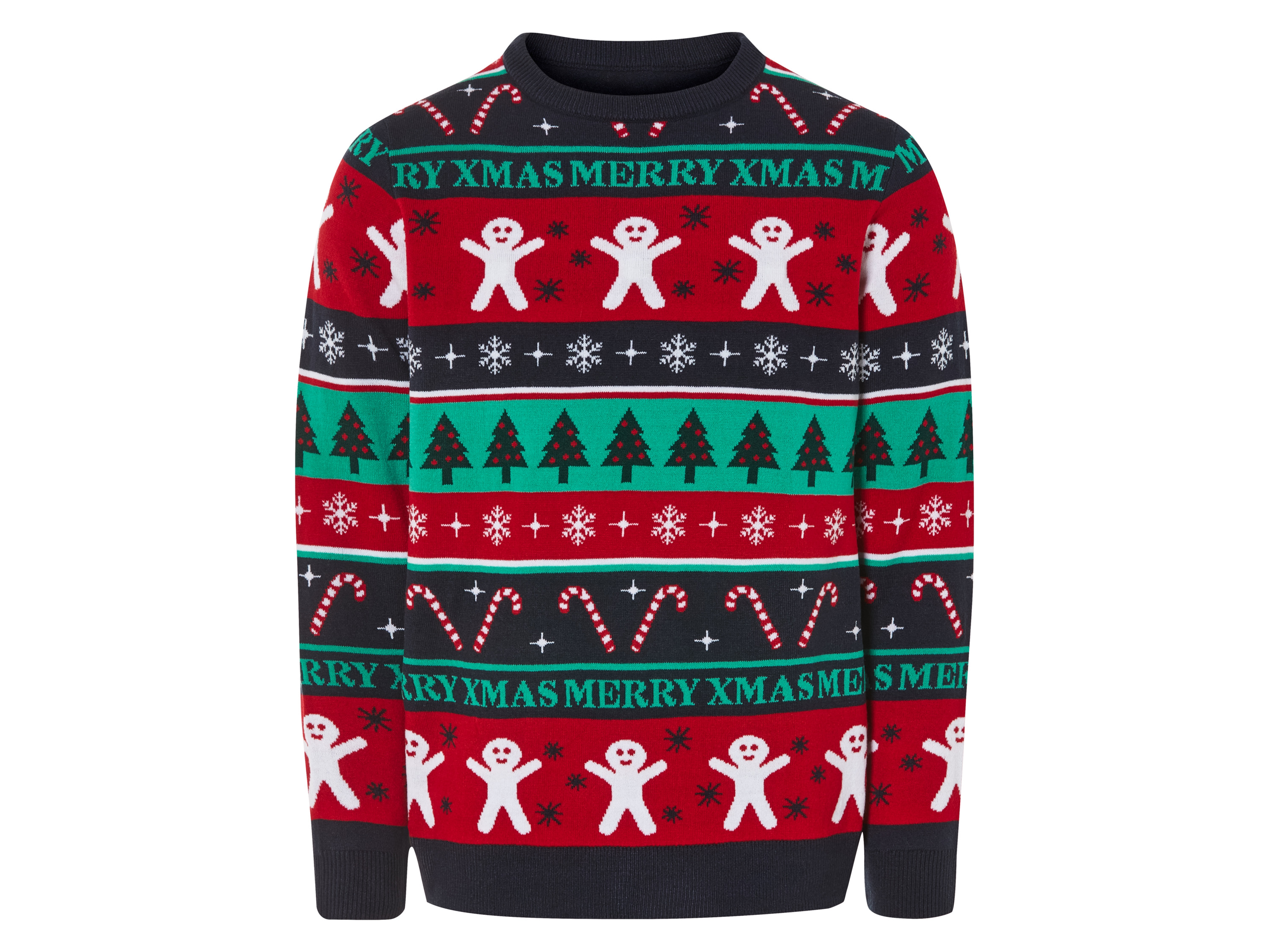 LIVERGY® Herren Pullover Weihnachten LED (XXL(60/62), Zuckerstange/Lebkuchenmann) | 04335814020859