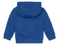 Ein blauer Hoodie mit Kapuze für Babys.