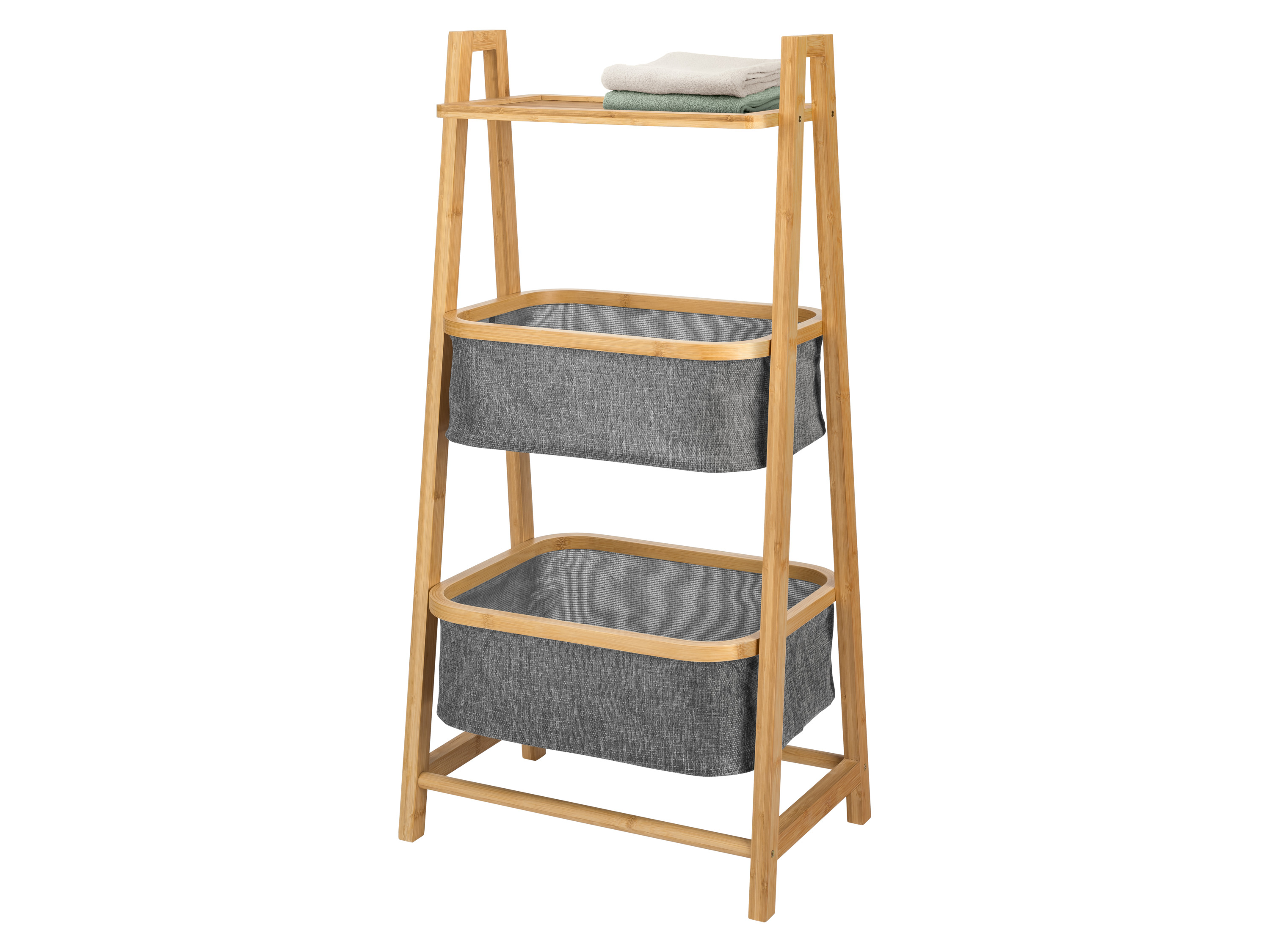 LIVARNO® Regal 2 Körbe+Ablage/ Rollregal 3 Fächer (Regal 2 Körbe +Ablage Bambus) – Bild 2 von 3