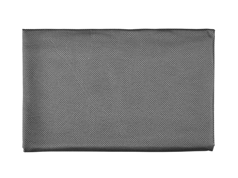 Ein graues, gewebtes, rechteckiges Accessoire.