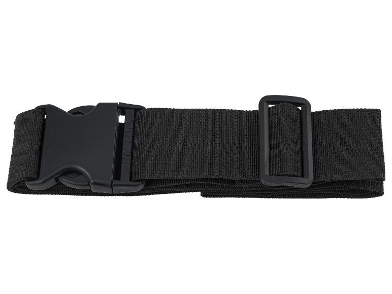 Schwarzes Band mit Kunststoffschnalle und Verschluss.