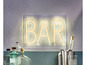 Ein 'Bar'-Neon-Schild mit Flaschen und einem Cocktailshaker.