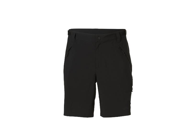 Schwarze Herren-Sportshorts mit Reißverschlusstaschen und verstellbarem Bund.