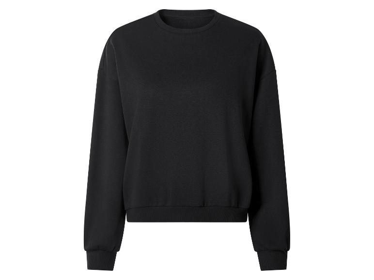 Schwarzes Sweatshirt mit Rundhalsausschnitt und langen Ärmeln.