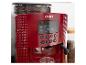 Rote Kaffeemaschine mit Bohnenbehälter und digitalem Display mit „50 ml“.