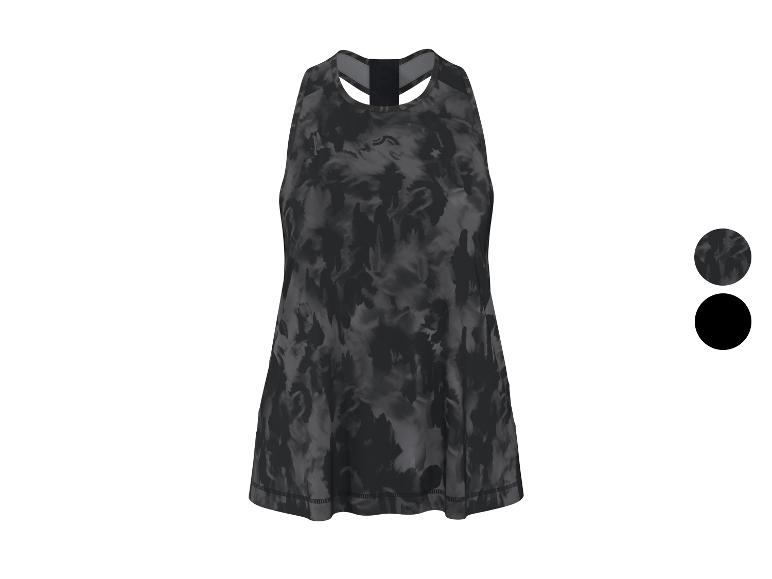 Ärmelloses Sportkleid für Damen mit grauem und schwarzem Batikmuster.