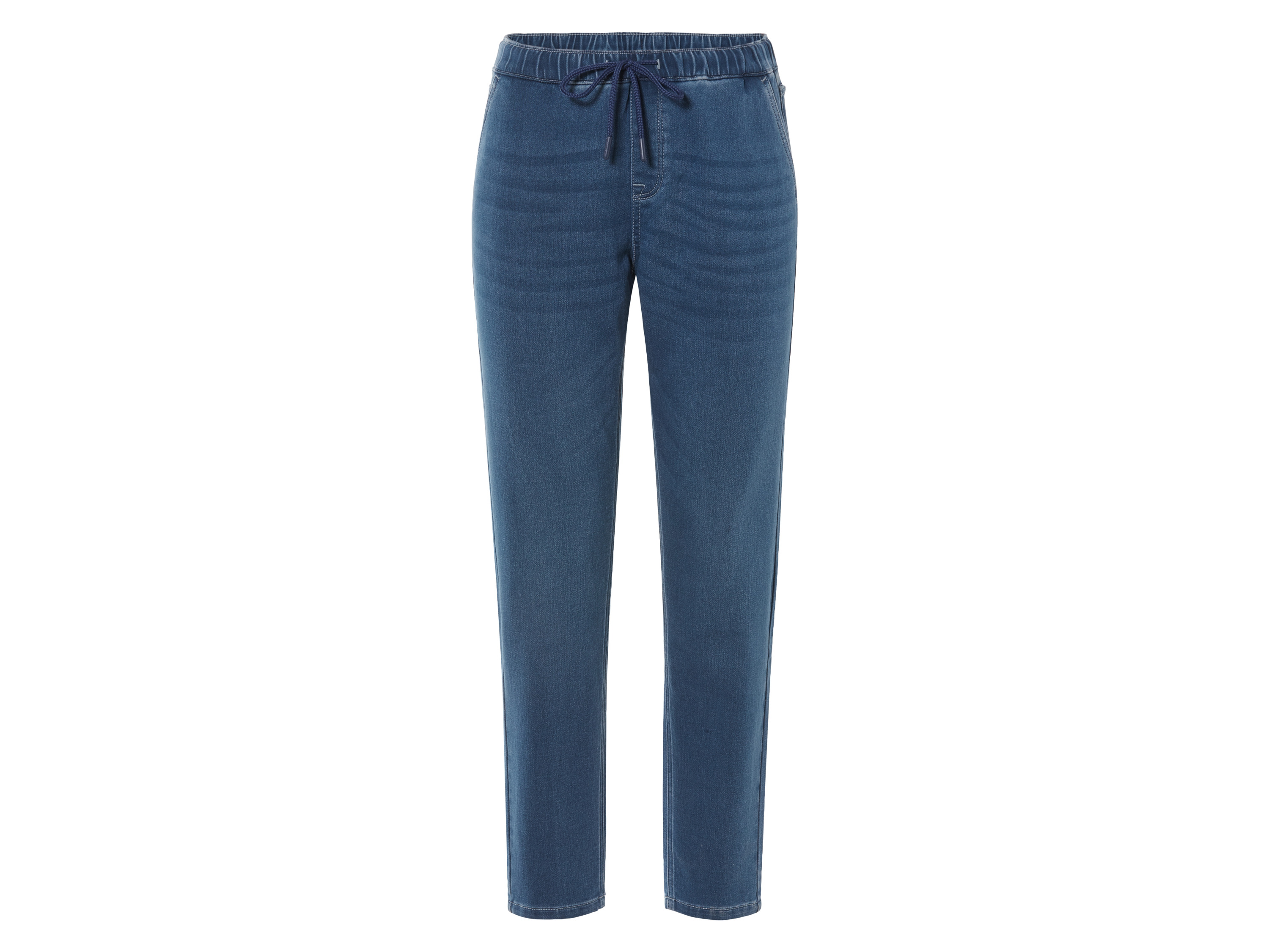 esmara® Damen Denim Jogger (Blau, 38)““ | Gummizugbund und Kordel Optimale Passform durch das Elasthan Lycra® Normale Leibhöhe Knöchellang Blau: mit Baumwolle Grün: Angenehmer Tragekomfort durch hohen Baumwollanteil Mit Bundfaltennaht und Bündchen Produktmerkmale tabletd Farbe: blau, grün Muster: – Detail: mit seitlichen Eingrifftaschen, Gesäßtaschen