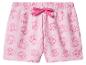Rosa Kindershorts mit Cartoon-Figuren-Print in Herzen.