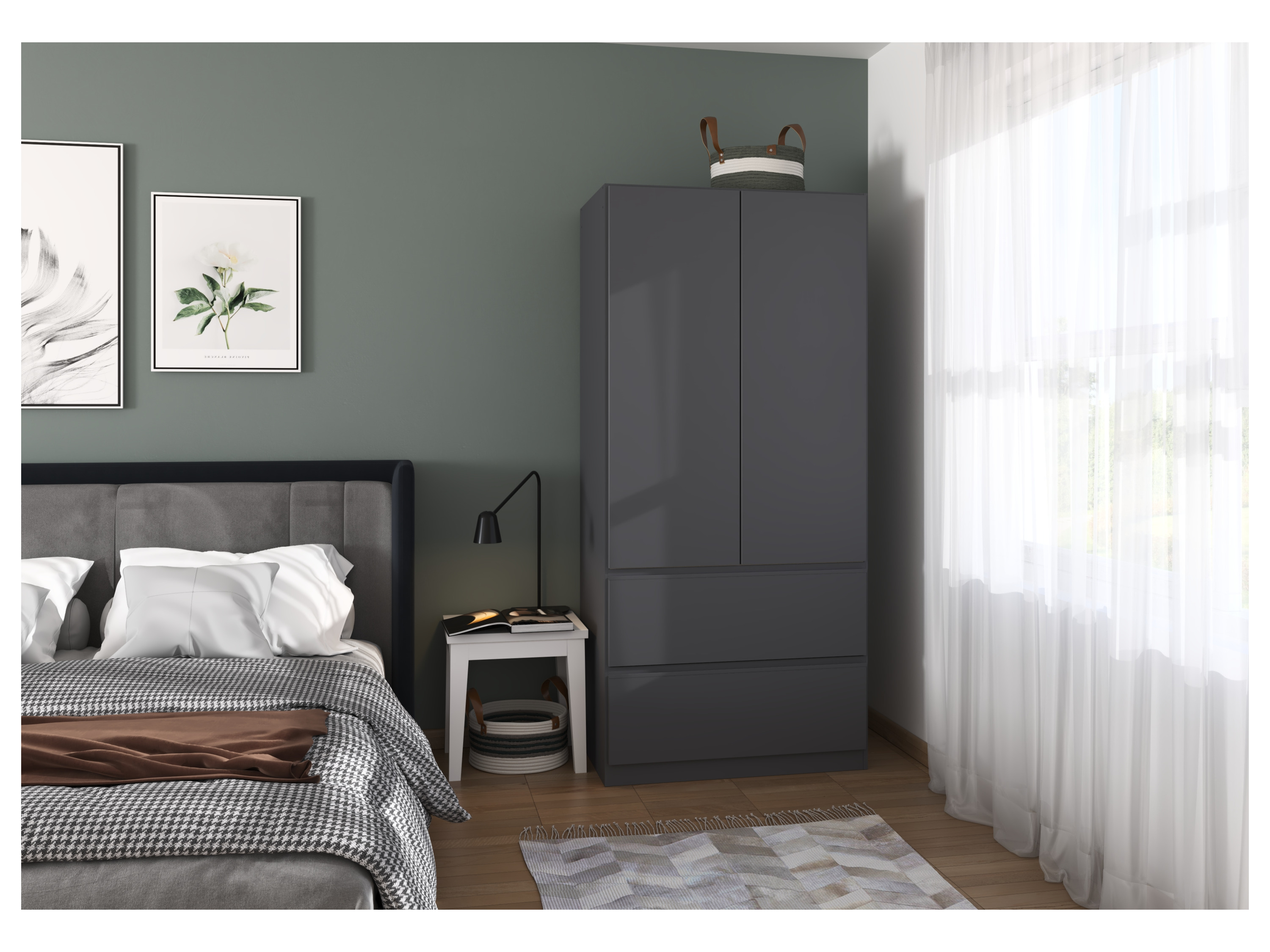 RAUCH BLUE Costa Drehtürenschrank ohne Spiegel (grau metallic, Breite 91 cm / Höhe 197 cm) – Bild 2 von 4