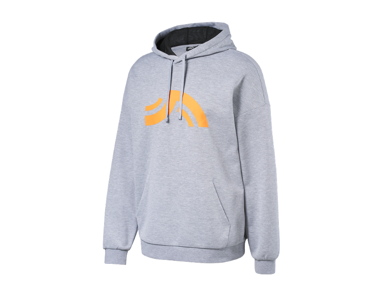 Grauer Crivit Hoodie mit orangefarbenem Aufdruck
