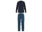 Ein dunkelblauer Langarm-Pyjama mit gestreiften Hosen von Livergy.