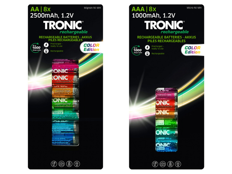 Gehe zu Vollbildansicht: TRONIC® Ni-MH-Akkus »Ready 2 Use Color«, 8 Stück - Bild 1
