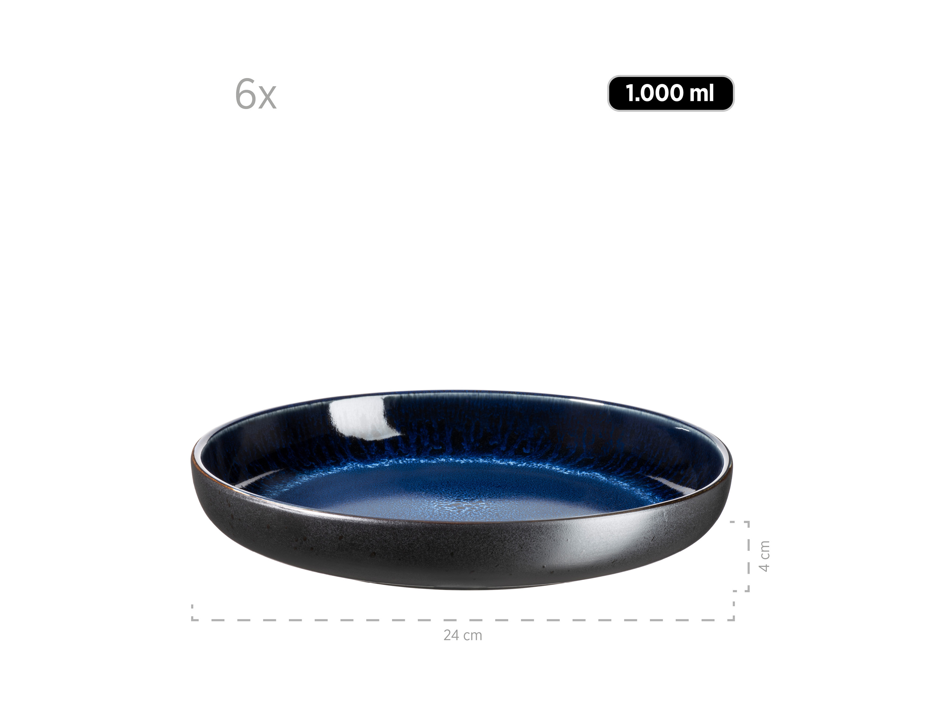 Thumbnail - MÄSER Serie Niara, Tafelservice, 12 tlg (Schwarz / Blau)