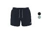 Dunkelblaue Waffel-Shorts für Herren mit Kordelzug und Logo.