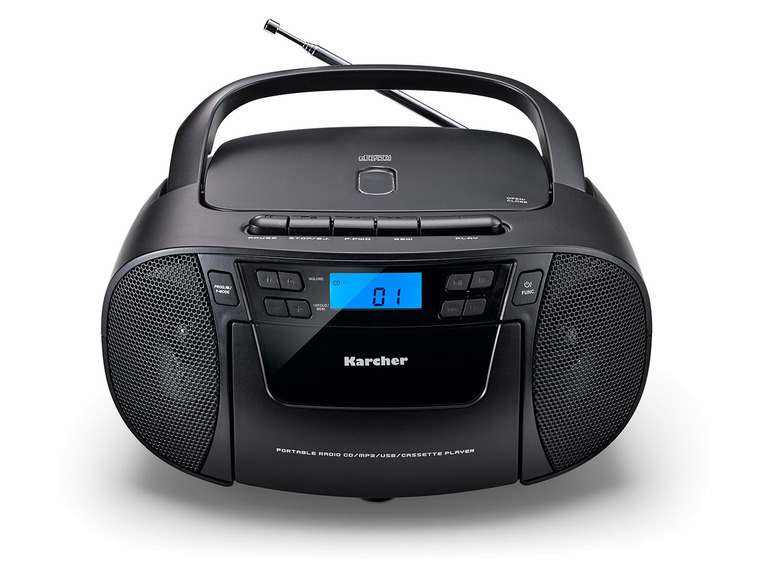 Gehe zu Vollbildansicht: Karcher RR 5045 tragbares Radio mit CD-Player, Kassettenplayer, UKW Radio, USB / AUX-In - Bild 1