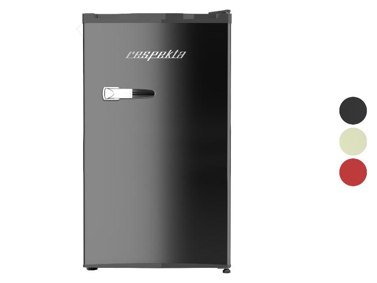 Schwarzer Retro-Minikühlschrank mit silbernem Griff und Farboptionen