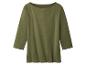 Olivgrünes Damen-Langarmshirt mit Rundhalsausschnitt
