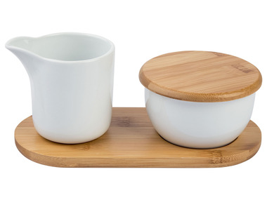ERNESTO Teekanne/ Tassen 2er/ Milch- und Zucker Set Bambus