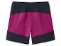 Damen-Sportshorts in Marineblau und Magenta mit elastischem Bund.