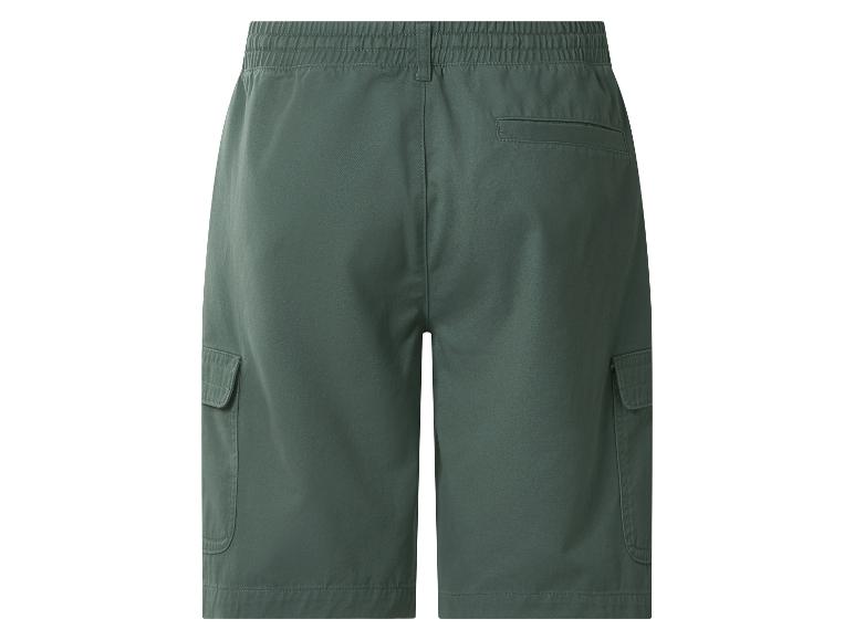 Grüne Herren-Cargoshorts mit elastischem Bund und Seitentaschen