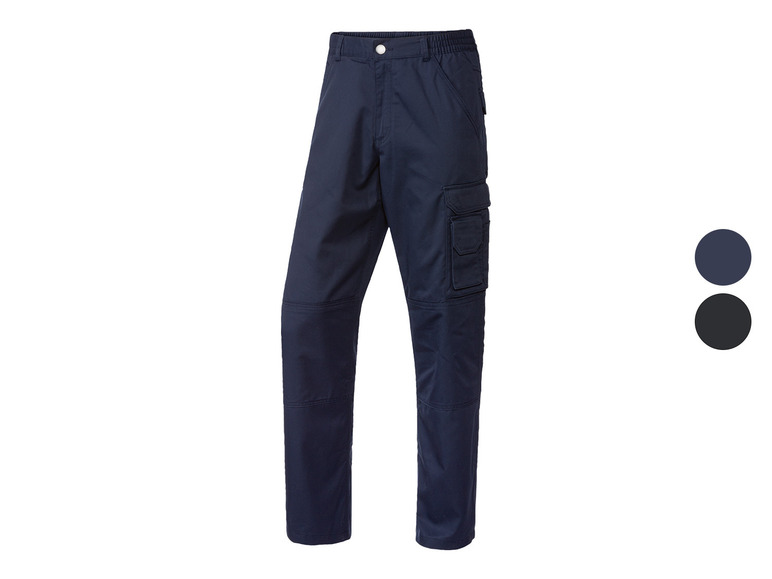 Dunkelblaue Arbeitshose mit Cargotaschen.