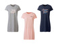 Drei Damen-Nachthemden mit Prints: 'Shine Bright', 'Dance All Night Sleep All Day' und 'Be a Dreamer'.