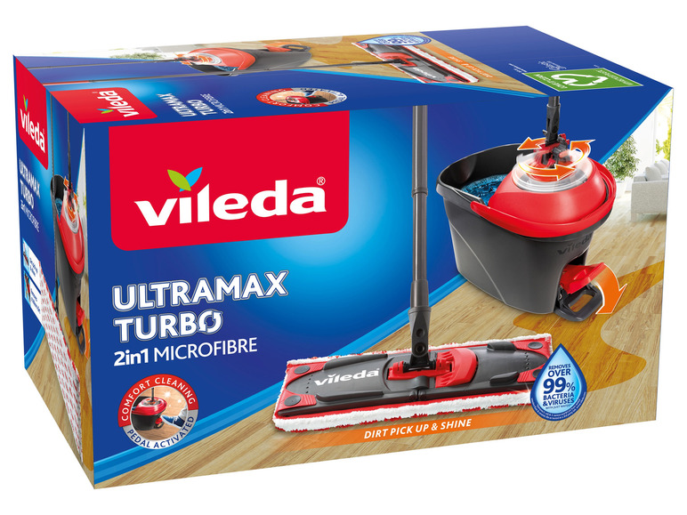 Vileda Ultramax Turbo 2in1 Mikrofaser-Wischmopp mit Eimer.