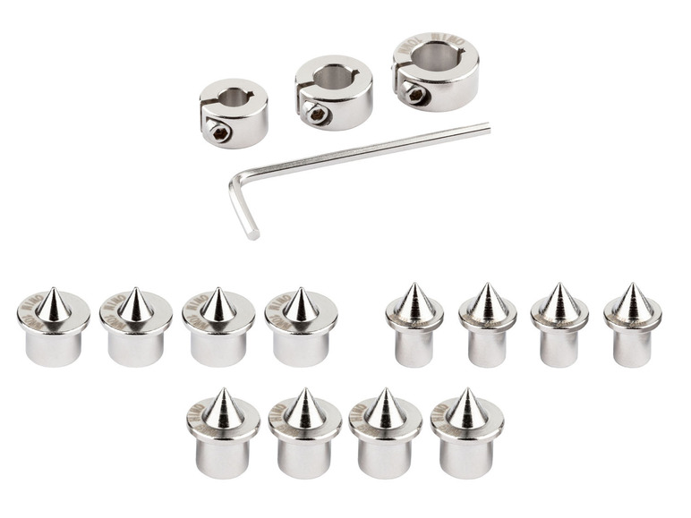 Ein Set mit Zentrierspitzen und Ringen für die Holzbearbeitung.